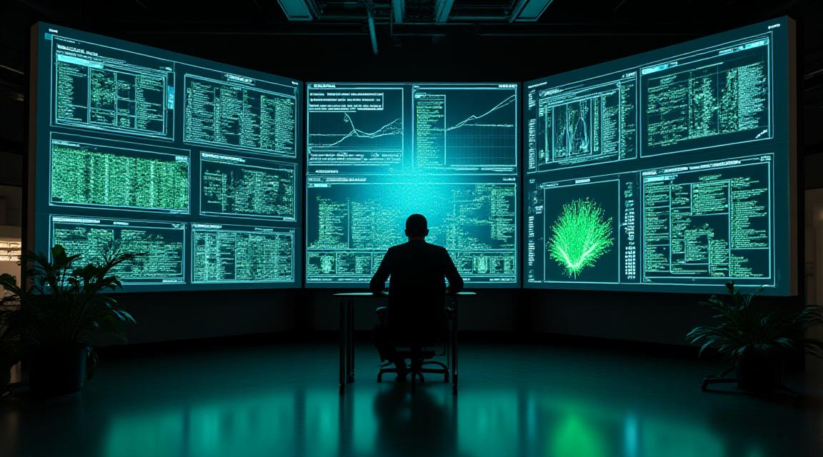 A high-tech textile manufacturing dashboard showing real-time loom performance and efficiency metrics