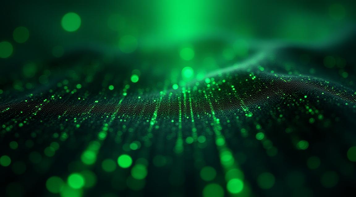 Abstract high-tech textile patterns overlapping with digital data streams